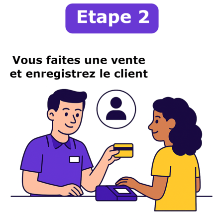 Étape 2 : Vous faites une vente et enregistrez le client