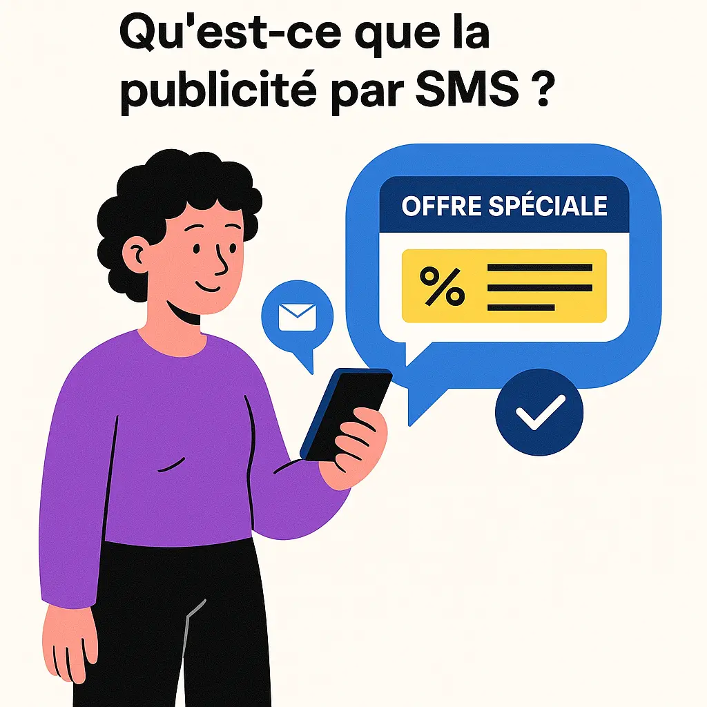 La publicité par SMS : une offre directe, ciblée et personnalisée sur mobile Jeune femme recevant une pub par SMS sur son smartphone